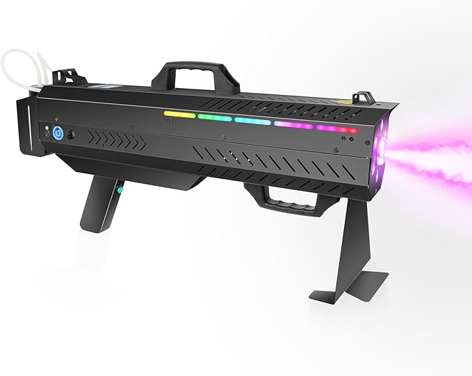 Handheld Fog Machine Gun for Party - 1500W Smoke Cannon with Color Changing Lights for DJ Events Concerts Parties Halloween Live Shows Stage Performances