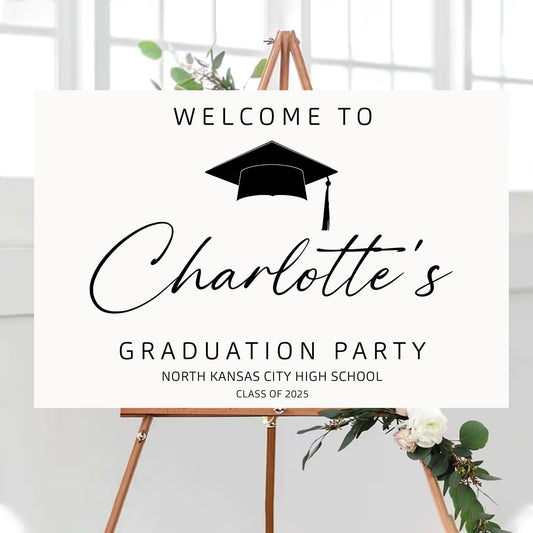 Personalized Welcome To Graduation Party Sign, Graduation Yard Sign, Class of 2025 Yard Sign, Graduation Banner, College Senior High School Graduate Sign, Graduation Decorations