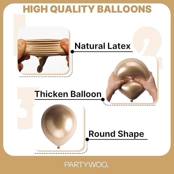 PartyWoo Metallic Gold Balloons 85pcs Different Sizes of 18 12 10 5 Inch Chrome Gold Balloon Arch Kit Garland for Birthday Graduation Baby Shower Wedding Bachelorette Party Decorations Gold-G127