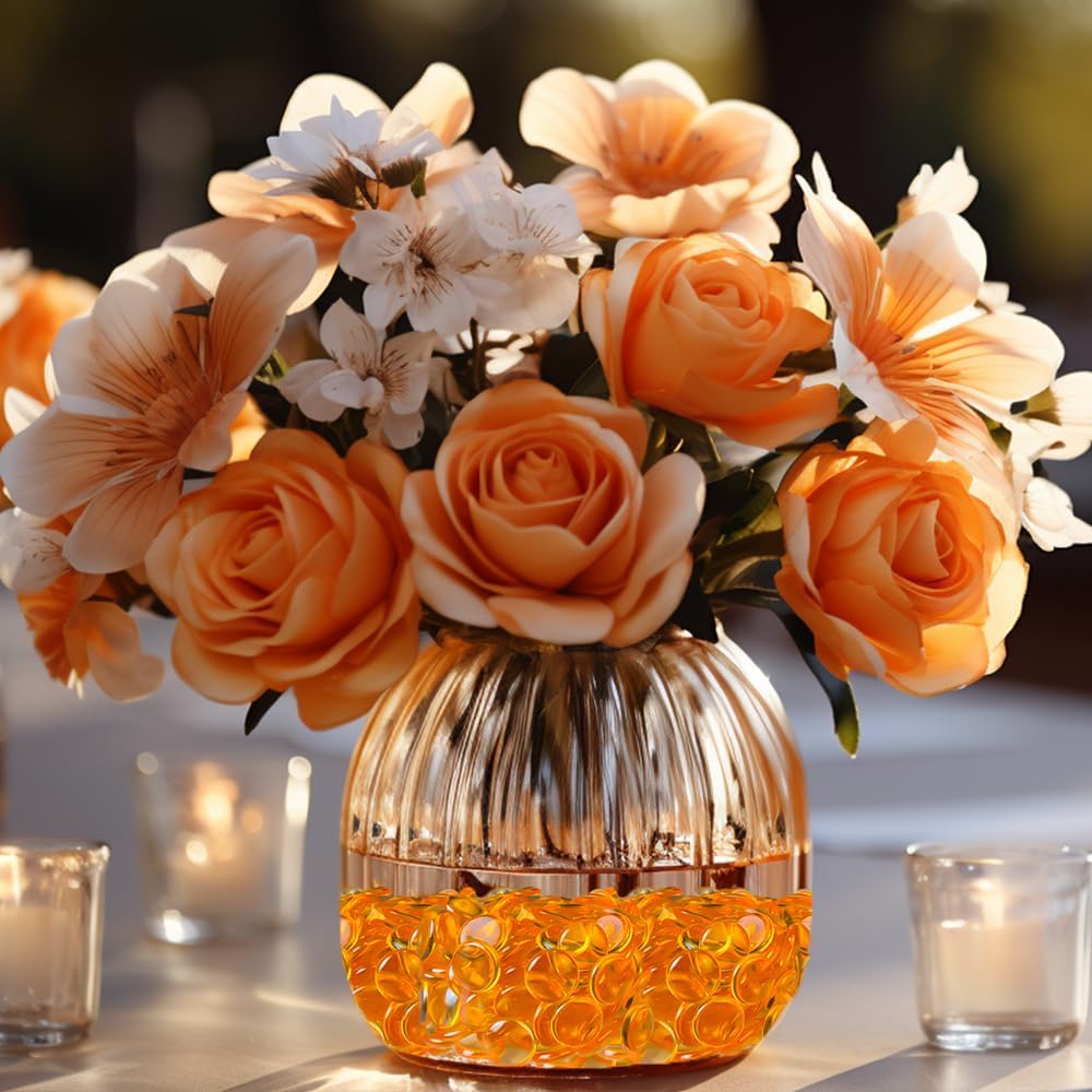 HappyFiller Fall Decoration 630 PCS 0.6 Inch Bright Orange Color Acrylic Gems Plastic Pebbles Flat Marbles Stone Fake Gemstones for Vase Fillers,Arts Crafts,Party Confetti,Home Accents,Kitchen Decor