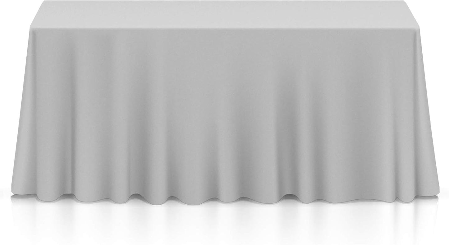 Lann's Linens - 90" x 156" Premium Tablecloth for Wedding/Banquet/Restaurant - Rectangular Polyester Fabric Table Cloth - Silver