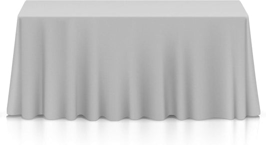 Lann's Linens - 90" x 132" Premium Tablecloth for Wedding/Banquet/Restaurant - Rectangular Polyester Fabric Table Cloth - Silver