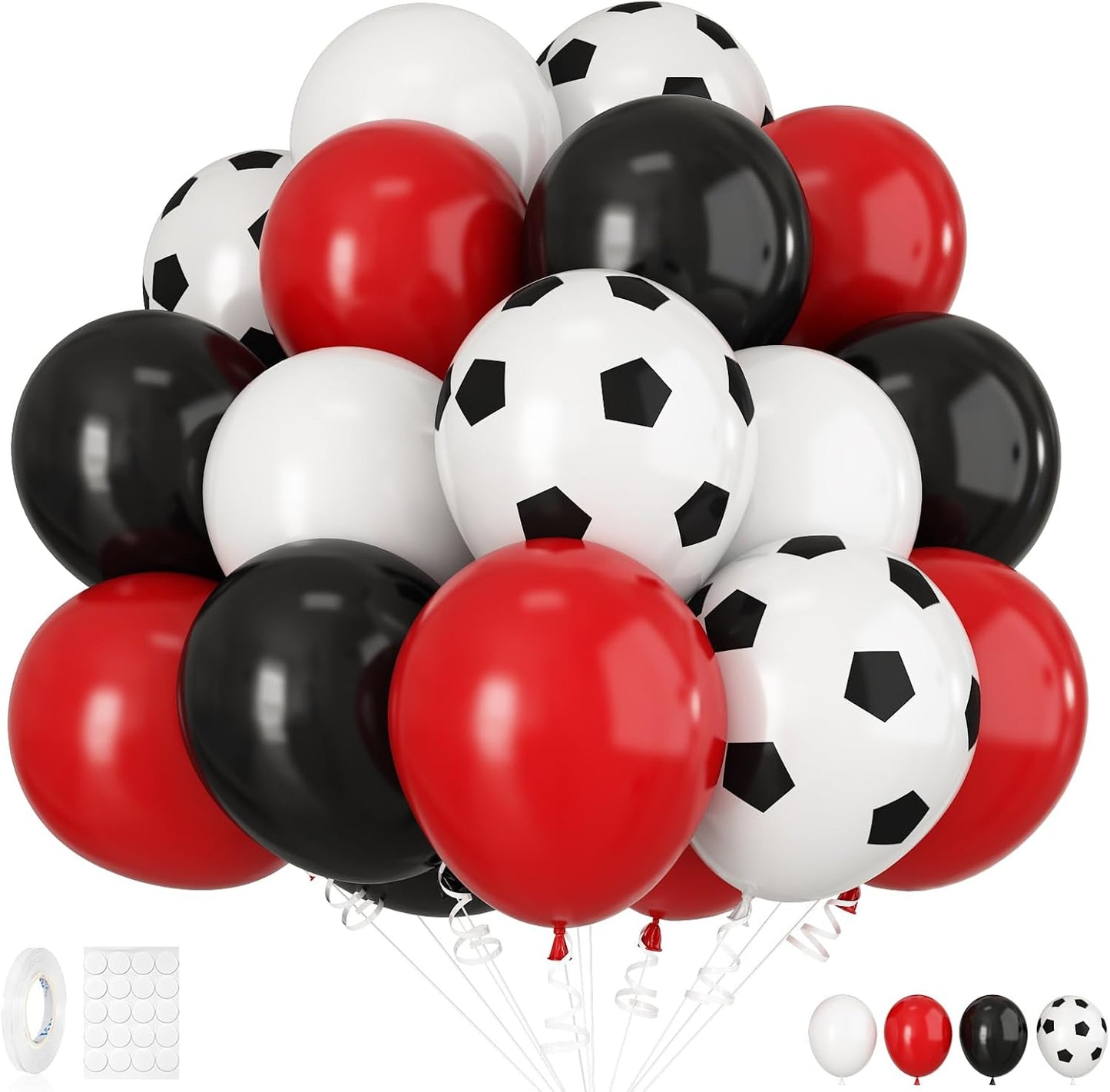 30pcs Soccer Balloon Red Black,Soccer Print Balloon Set,Football Party Birthday Decorations,12 Inch Football Latex Balloon for Boys Kids Football Football Sport Theme Party Decorations