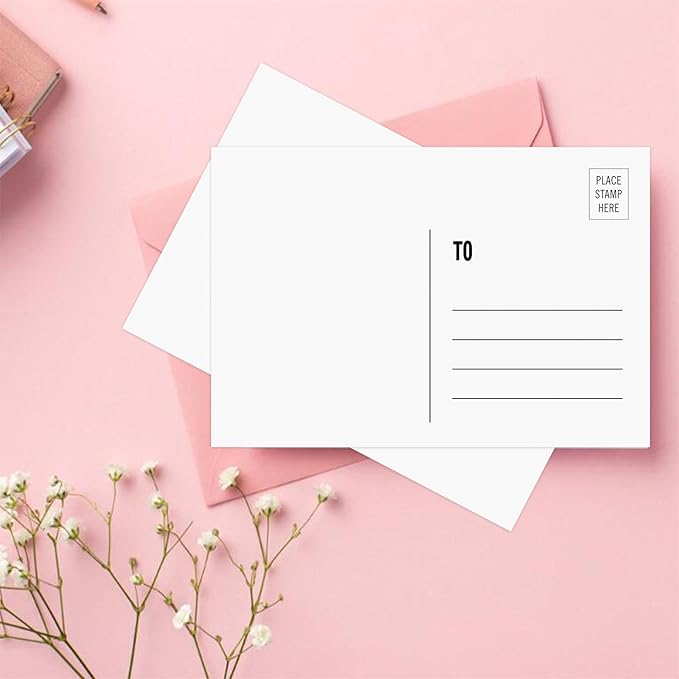 KTFNOMES Blank Postcards for Mailing, 100 White 4x6, Mailable Postcards Set Make Your Own Printable Postcards 300gsm/14pt Postcard Paper Cardstock for DIY Mailing Christmas Thanksgiving Painting