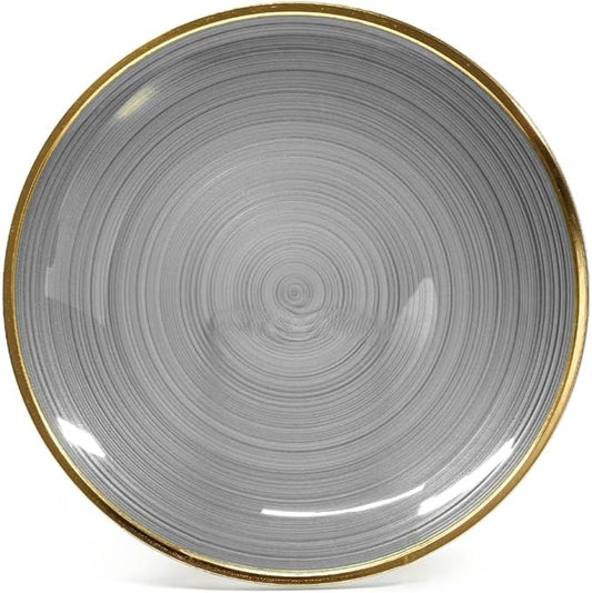 " OCCASIONS " 240 Pieces Pack,(120 Guests) Premium Wedding Party Disposable Plastic Plates Set -120 x 10'' Dinner + 120 x 7'' Salad/Dessert (Belize in Black & Gold)