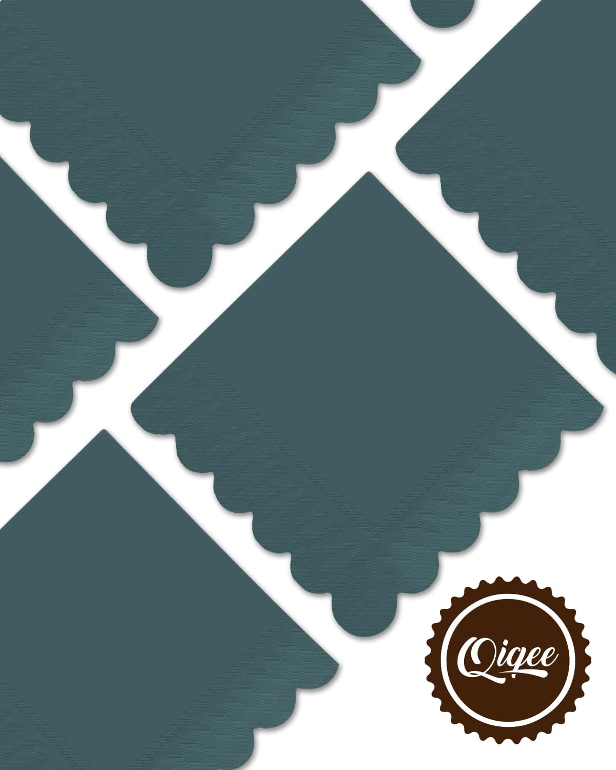 qiqee Dark Grayish Blue Cocktail Dinner Napkins 5x5inch Disposable Beverage,Wedding, Birthday Party Dessert Wave Paper Napkins(120 Count)