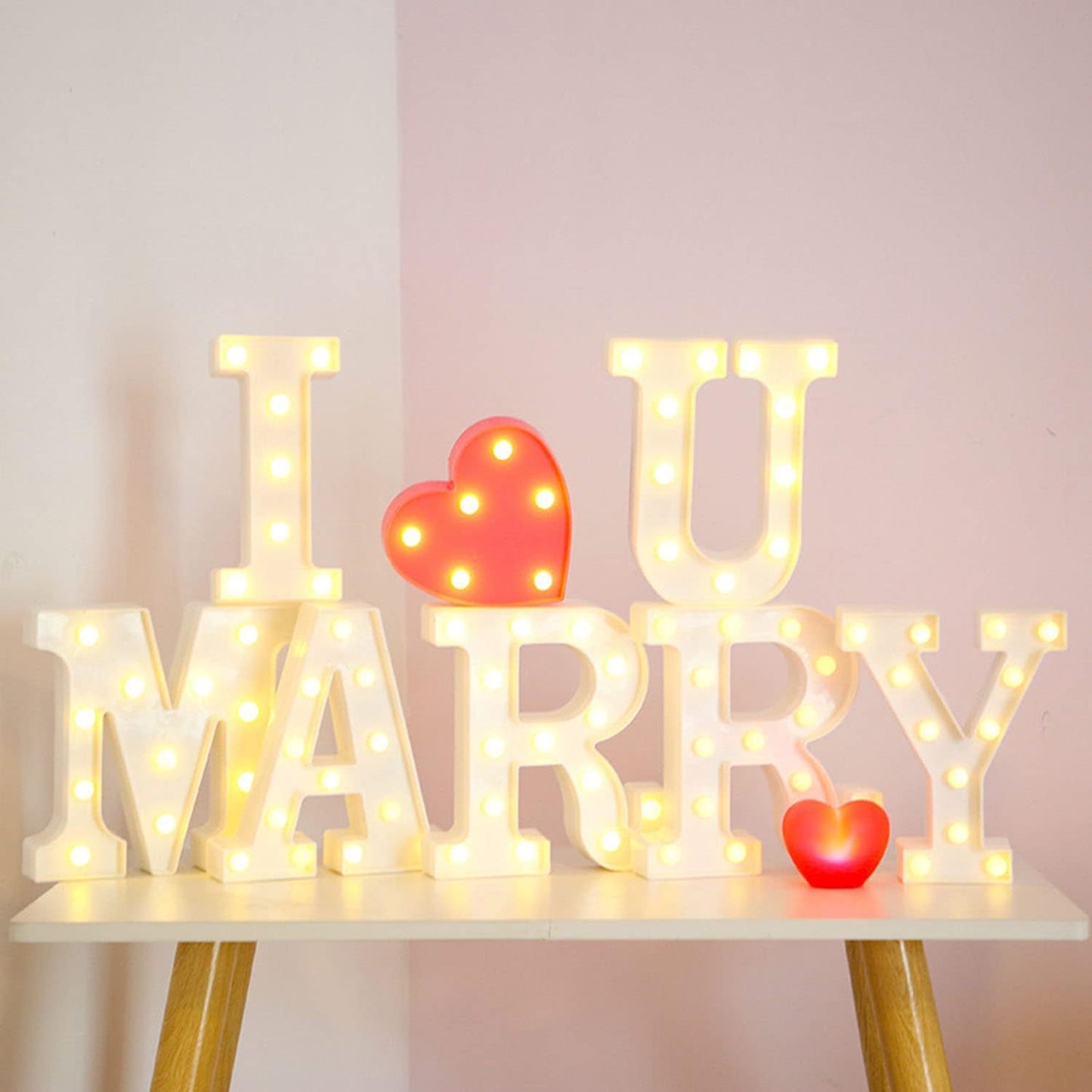 I Love YUO Sign Light, 3 LED I Love You Heart-Shaped Combination Luminous Letters, Valentine's Day Gift, Wedding Sign, Engagement Sign (IOU)