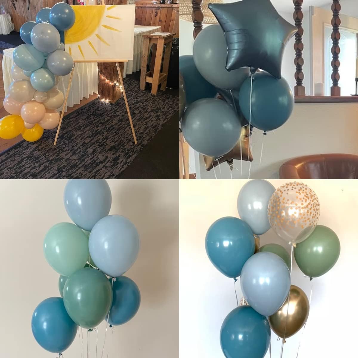 Blue Balloons Dusty Peacock Balloons Champagne Gold Assorted Muted Blue Balloon for Whale Theme Party Decorations Under the Sea Birthday Slate Teal Blue Balloon for Arch Graduation Baby Shower
