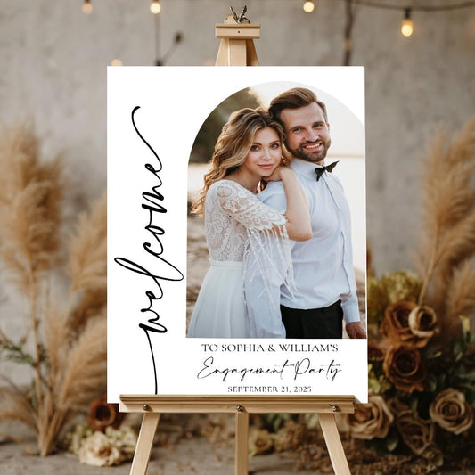 Elegant Engagement Welcome Sign with Photo, Engagement Party Welcome Sign, She Said Yes Decorations, Engaged Signs, Personalized Engagement Party Signs