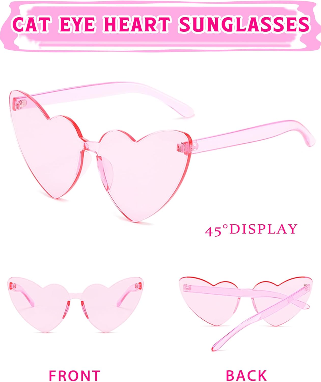 Heart Shaped Rimless Sunglasses 12Pack, Bachelor Party Cool Colorful Funky Sunglasses