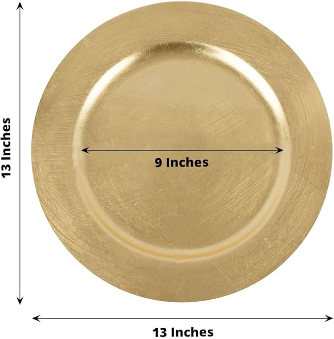 Efavormart 12 pcs 13" Gold Round Charger Plates for Tabletop Decor Holiday Wedding Catering Event Decoration