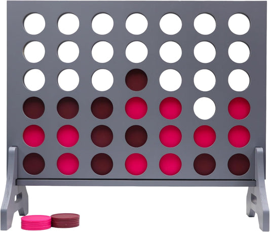 Tailgating Pros Premium Grey Giant Four in a Row with Carrying Case - Jumbo Oversized Outdoor Yard Game - Connect Multiple Pucks in a Row to Win - Many Puck Colors Available!