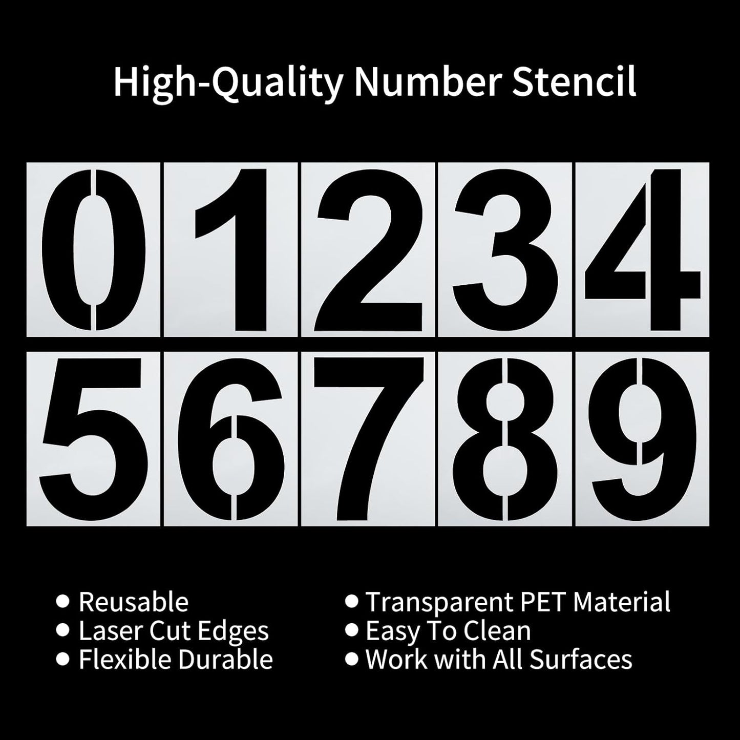 6 Inch Number Stencils, 0-9 Address Number Stencil, Reusable Plastic Number Stencils Digital Templates, Cake Stencil Address Number Painting Stencils Templates for Mailbox Signs