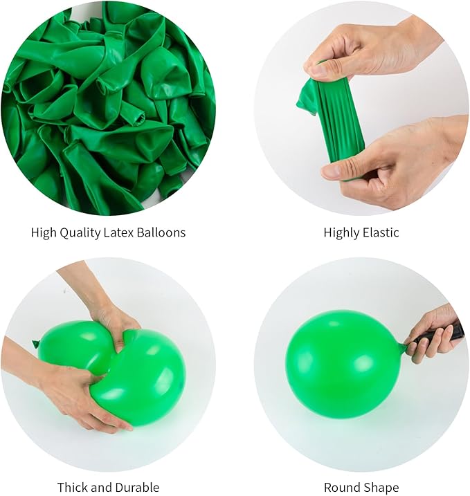 Green Balloons, 140pcs 18 12 10 5 Inch Different Sizes Pack Party Latex Balloons for Birthday Halloween Holiday Balloon Garland as Party Decorations