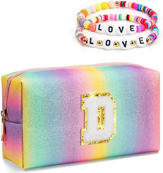 Gifts for Girls, Personalized Makeup Toiletry Bag, Preppy Stuff for Kids Teen Girl, Gift for Mom from Daughter, Sleepover Accessory Bag, Cute Birthday Gifts for Daughter Granddaughter (Medium)