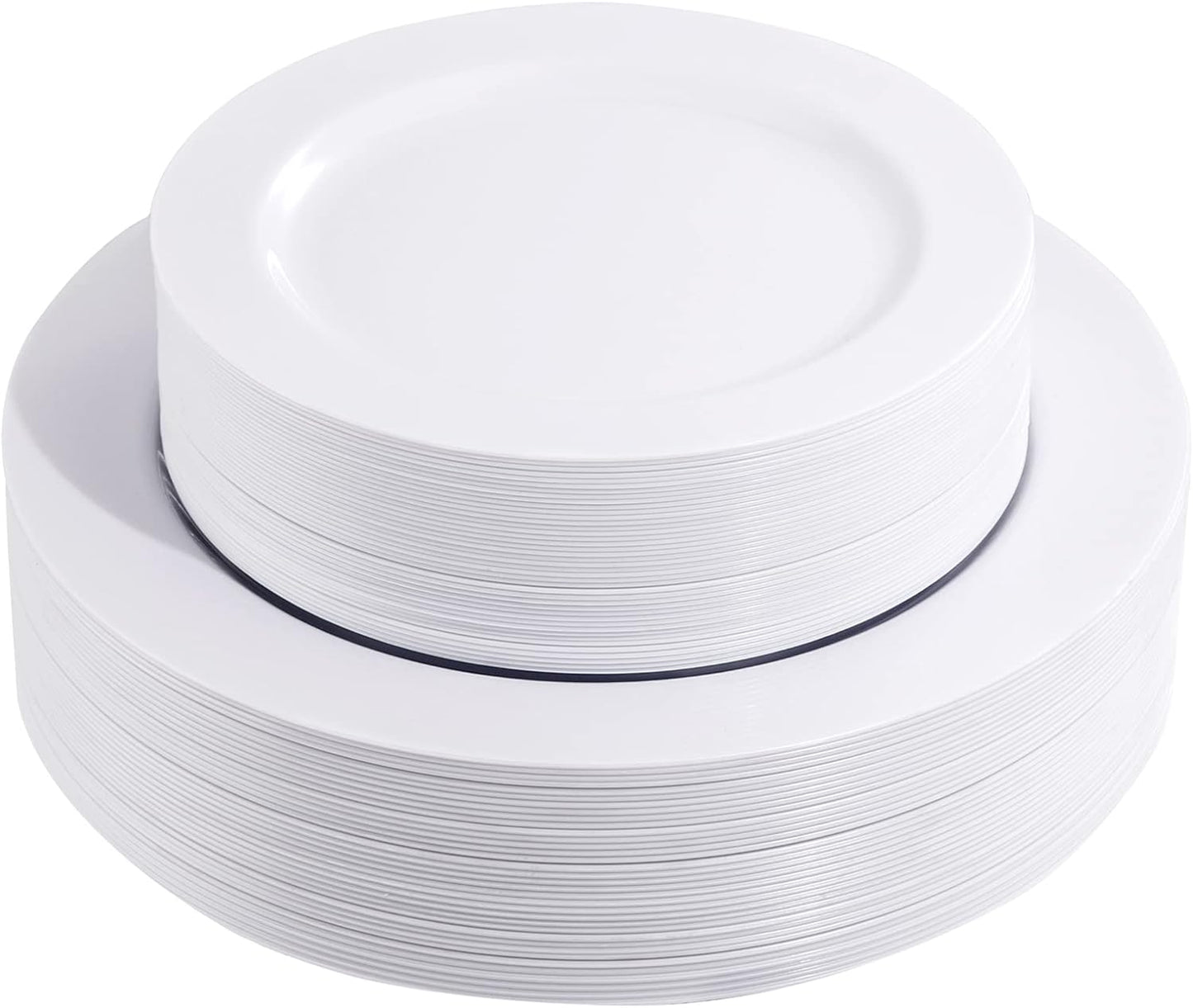 FLOWERCAT 60PCS White Plastic Plates - Heavy Duty White Disposable Plates for Christmas/Thanksgiving Party/Wedding -serve for 30 guests Include 30PCS 10.25" & 30PCS 7.5" Plates for Party