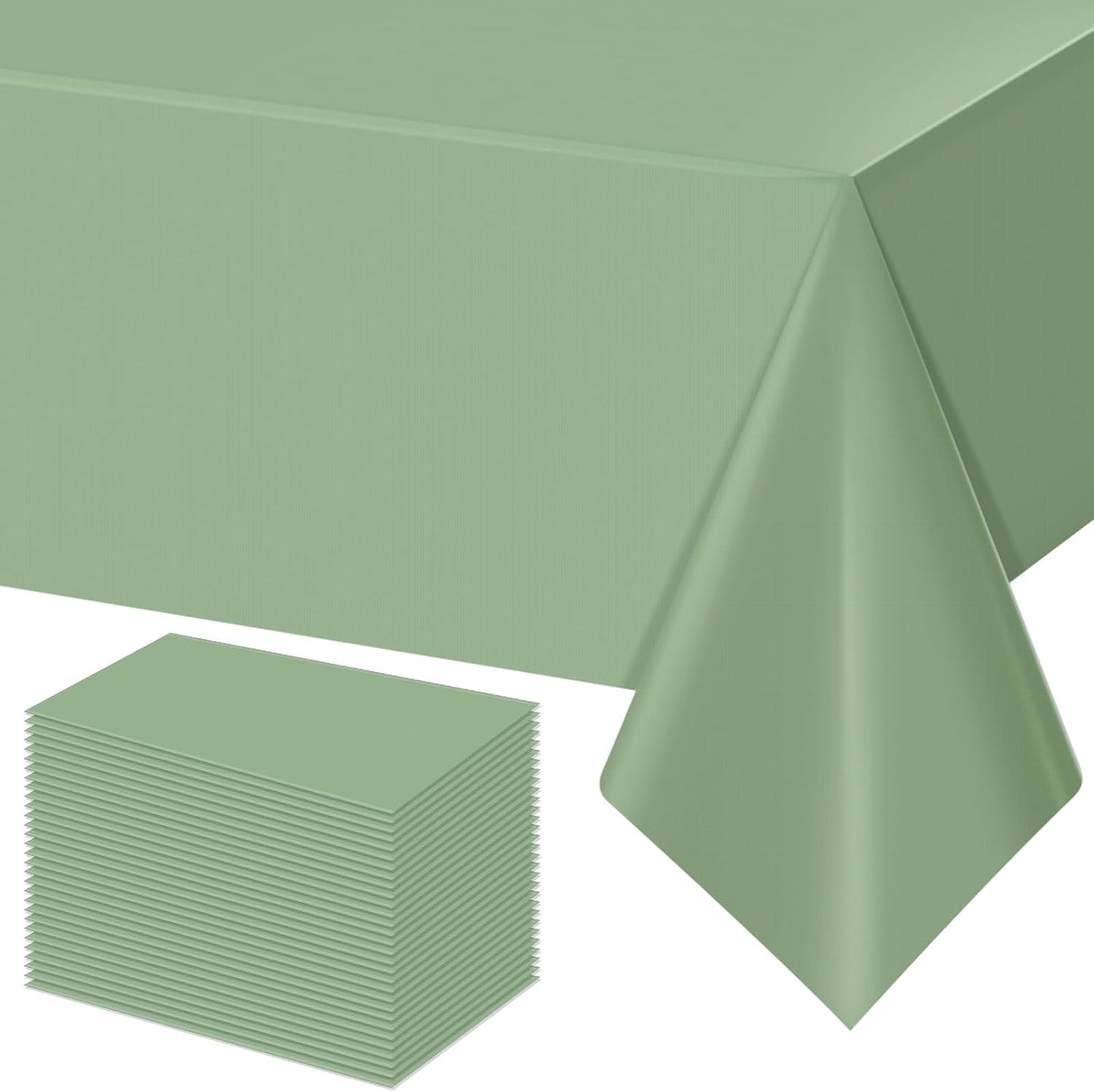 30Pack Sage Green Plastic Tablecloths for Rectangle Tables, Light Green Disposable Tablecloth, Waterproof Sage Green Table Cover for Birthday Bridal Wedding Baby Shower Party Decorations, 54 X 108Inch