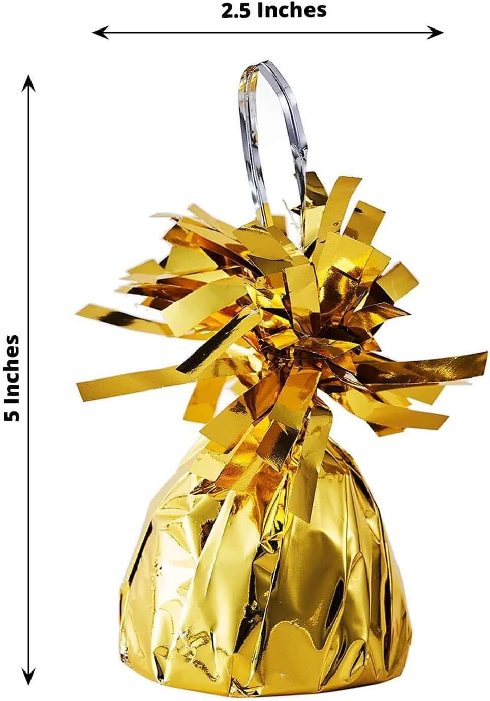 Efavormart 12 Pack Metallic Gold Foil Tassel Top Party Balloon Weights, 5.5oz 5"