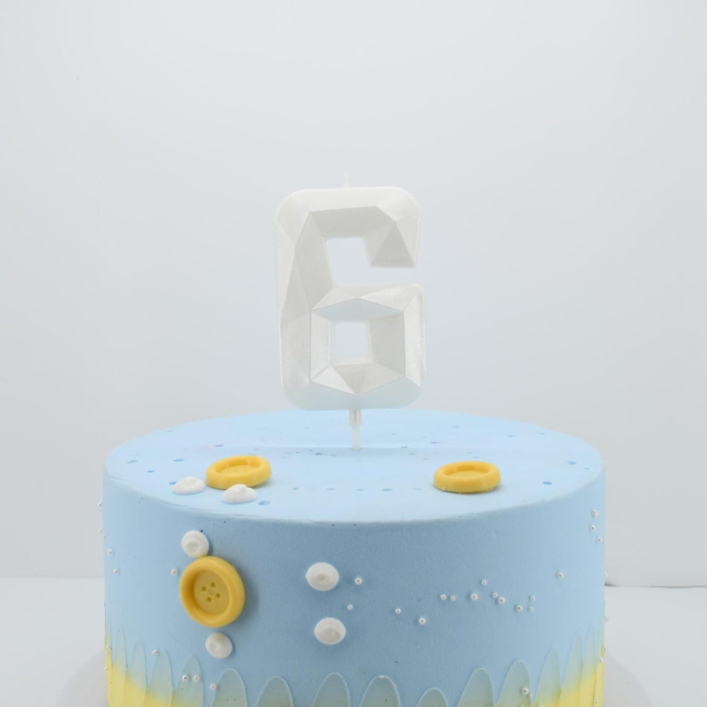 DERVENTA Large Birthday Candle Number 3D White 3.7 inch Party Celebration Anniversary Decoration Cake Topper 1 Piece (Number 6 White)
