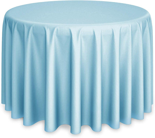 Lann's Linens - 120" Round Premium Tablecloth for Wedding/Banquet/Restaurant - Polyester Fabric Table Cloth - Baby Blue