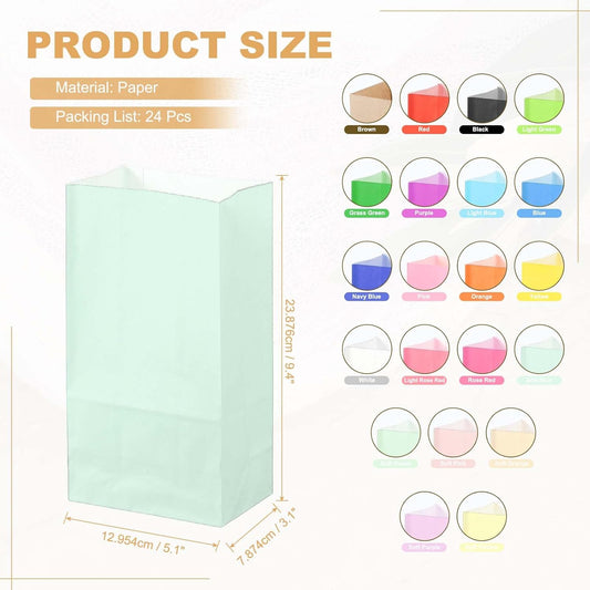 PATIKIL Party Favor Bag, 24 Pcs 5.1x3.1x9.4 Inch Medium Paper Candy Bags Gift Treat Celebration Halloween Goody Birthday Wedding Party with Stickers, Soft Blue
