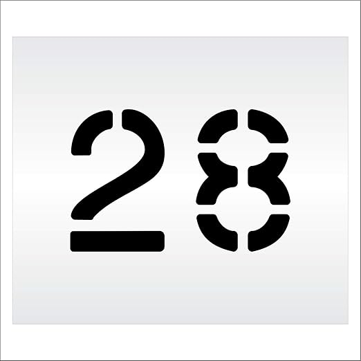 Pavement, Curb, and WheelStop Stencils - 6 inch Double Number Stencil - (28) - 6" x 9" x 1/16" (63 mil) - Light-Duty