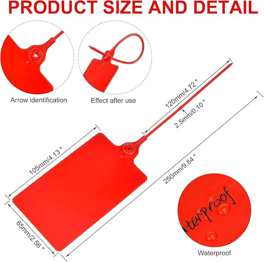25 Pcs Durable Plastic Shipping Tags with Marker Pen Security Seals Sticker Labels,Waterproof Blank Luggage Tag for Packages, Logistics, Inventory, Travel(Red,25pcs)