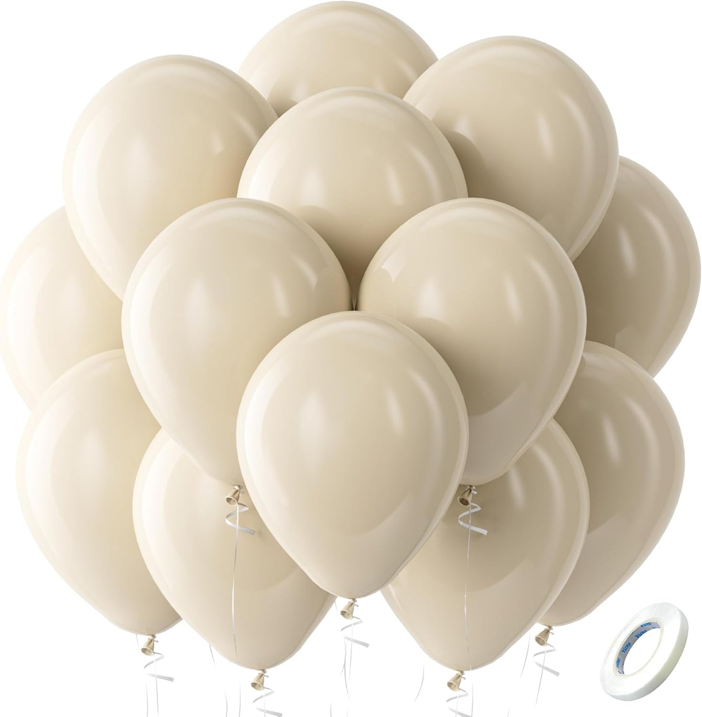 Bezente White Sand Latex Party Balloons - 100 Pack 12 inch Round Helium Sand White Balloons for Birthday Wedding Bridal Shower Gender Reveal Thanksgiving Party Decoration