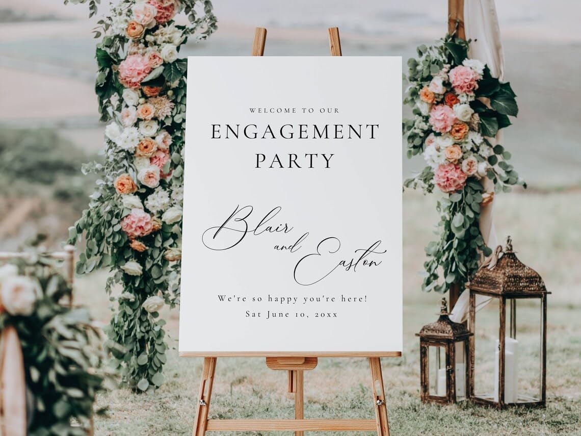 Engagement Party Sign, Engagement Party Welcome Sign, Modern Engagement Party Welcome Sign Template, Minimal Engagement Welcome Poster, Wedding Welcome Signage