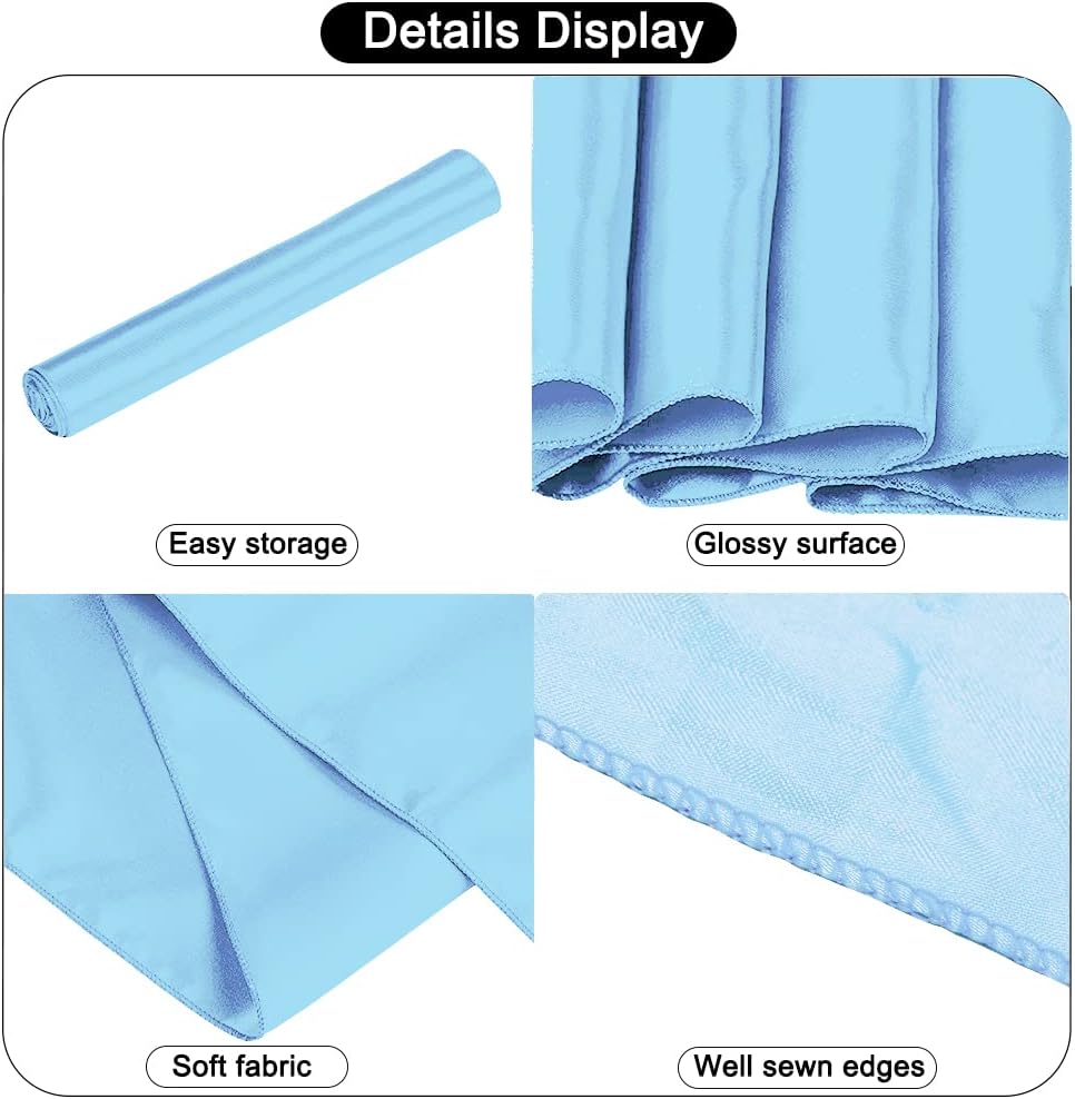 12 Pack Satin Table Runner 12 x 108 Inch Long Satin Table Runners for Wedding Banquet Graduations Birthday Party Decoration (Baby Blue)