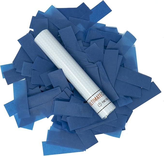Ultimate Confetti - 8 Pack Dark Blue Confetti Wands - Handheld 6" Biodegradable Tissue Paper Confetti Flick Flutter Sticks For Wedding, Birthday, Parties & Live Events - 1 Handful, 0.5 oz Each Stick