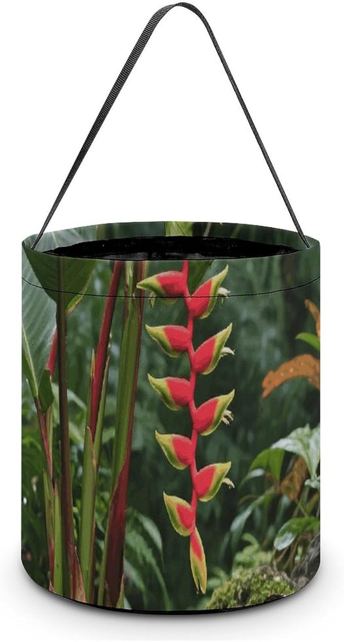 Halloween Candy Bucket - Green Plants in The Tropical Rainforest Trick Or Treat Candy Bag, Gift Bag for Party Favor Supplies
