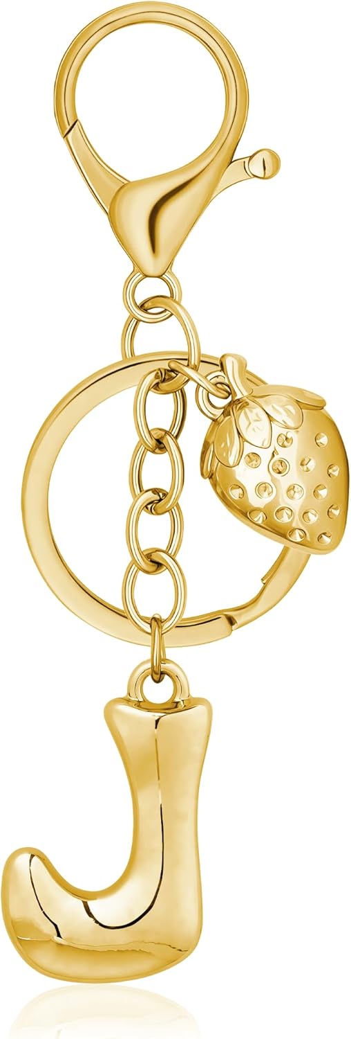 Gold Bubble Heart Initial Bag Charms for Handbags – Cute Initial Letter Keychain for Women, Purse Charms, Gold Gift