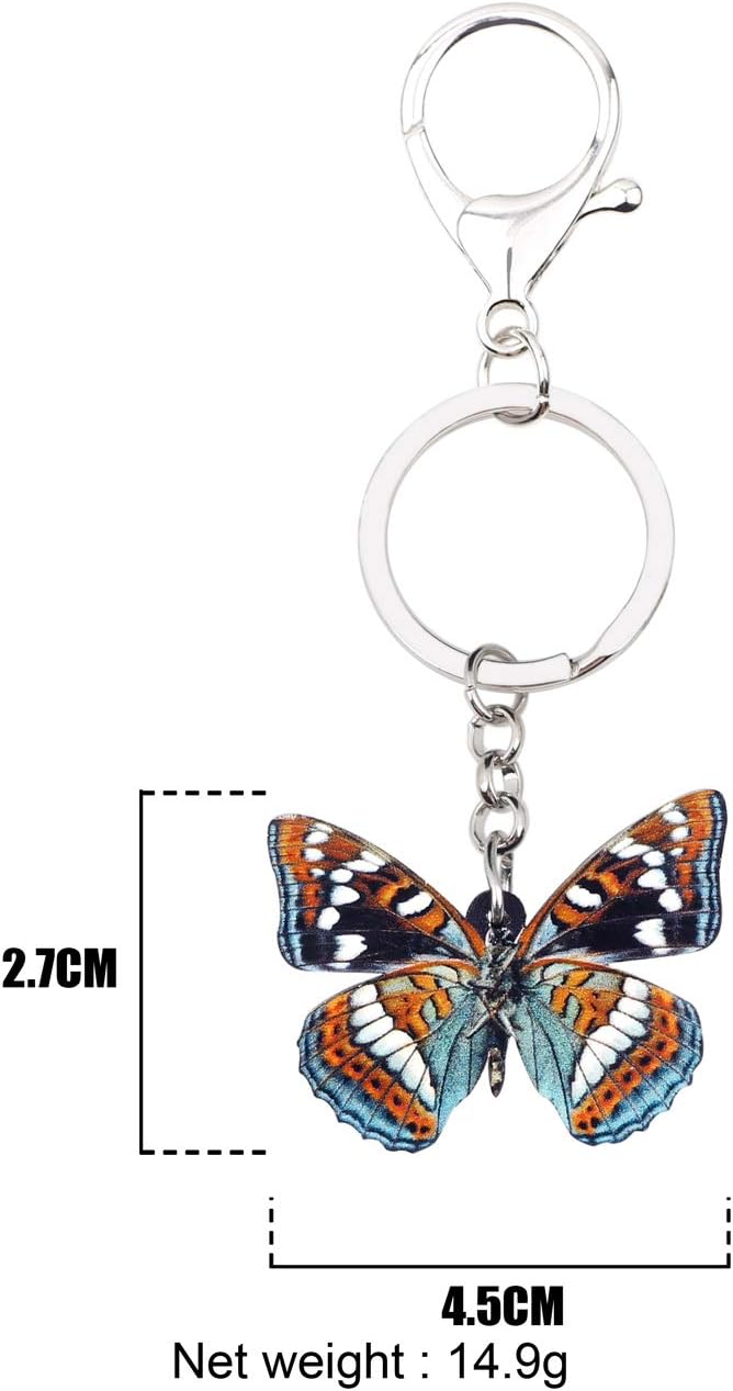 BONSNY Morpho Menelaus Butterfly Key Chains for Women Car Purse Bag Rings Pendant Charms