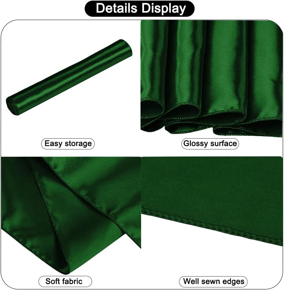 12 Pack Satin Table Runner 12 x 108 Inch Long Satin Table Runners for Wedding Banquet Graduations Birthday Party Decoration (Forest Green)