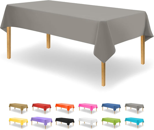 Silver Disposable Plastic Tablecloth for Rectangle Tables (12 Pack) Premium Decorative Table Cloths for Parties, Events & Weddings, Indoors & Outdoors, 54 x 108 inches, Plastic Table Cover