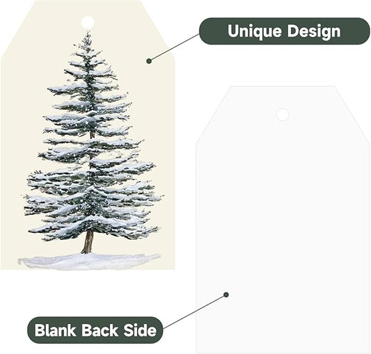 Anwyll Christmas Gift Tags with String - 50Pcs Vintage Merry Christmas Tags for Gifts Xmas Gift Tag Personalized Christmas Tree Label Happy Holiday Tag for Present Wrap Goodie Bag Holiday Party Favors