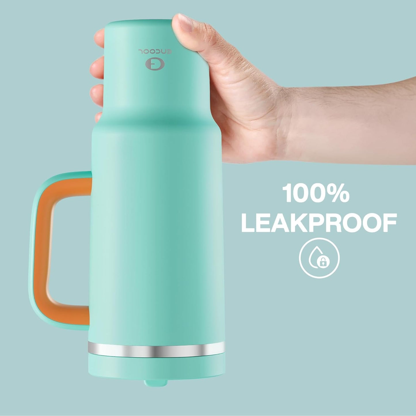 40 oz Tumbler with Handle and Straw: Stainless Steel Insulated Tumbler Keeps Cold for 24 Hours, Leakproof Travel Cup Fits in Cup Holder and BPA-Free,Soft Cyan
