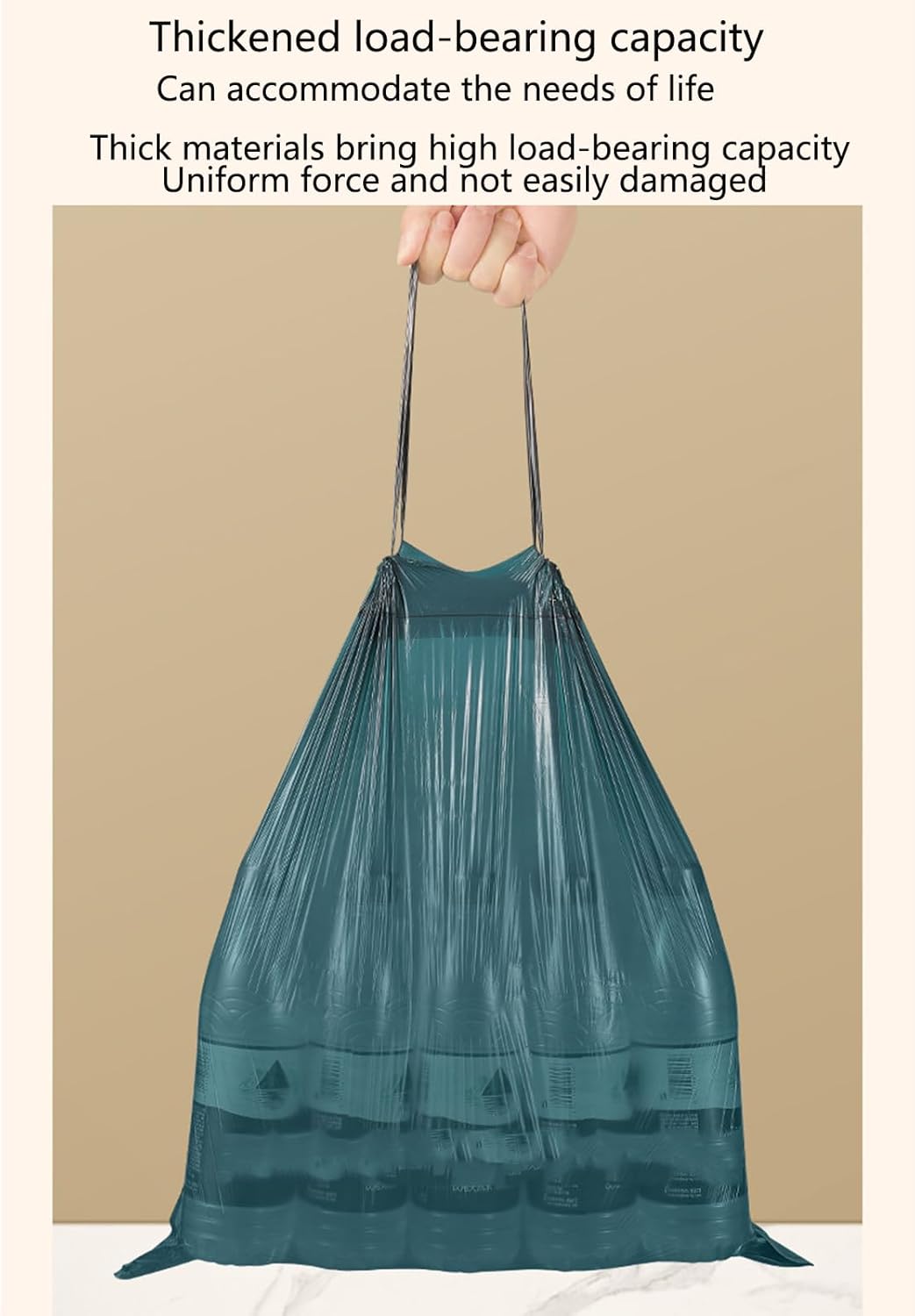 2.6 Gallon Strong Trash Bags,Double-Sided Thickening （0.96Mil),No-tear Small Drawstring Garbage Bags for Bathroom,Kitchen Trash Bags, Leak-Proof Design,Light Luxury Bag (Blue Black 100 Counts)