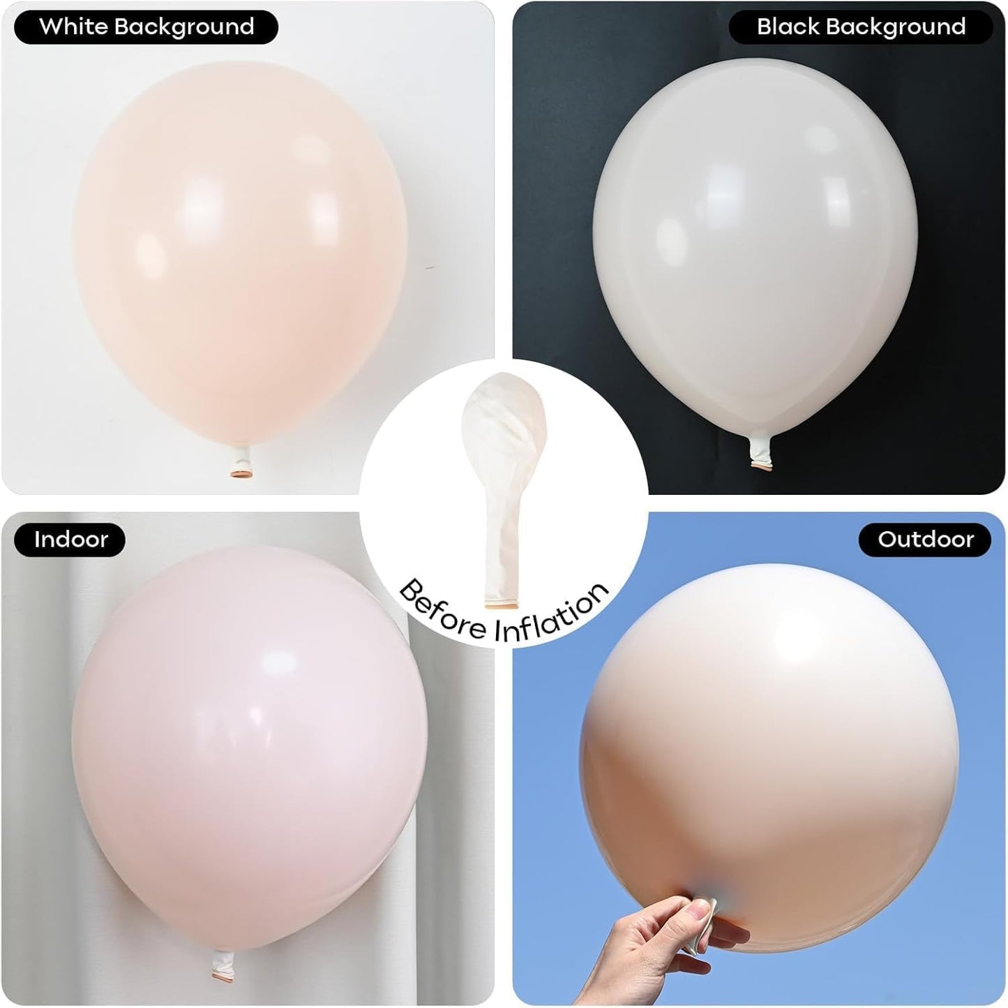 Neutral Balloons Arch Kit, Cream Peach Boho Balloons Garland with Double Stuffed Sand White Balloon and Light Pink Balloon for Baby Shower Birthday Wedding Bridal Shower Party Decorations
