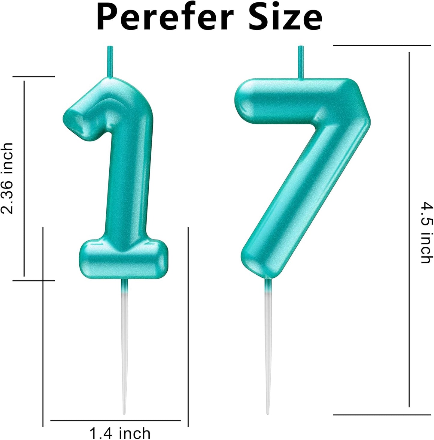 Blue Number 17 Candle Happy Birthday 3D Number Candles for Birthday Cake Party Decoration Wedding Anniversary Celebration Supplies