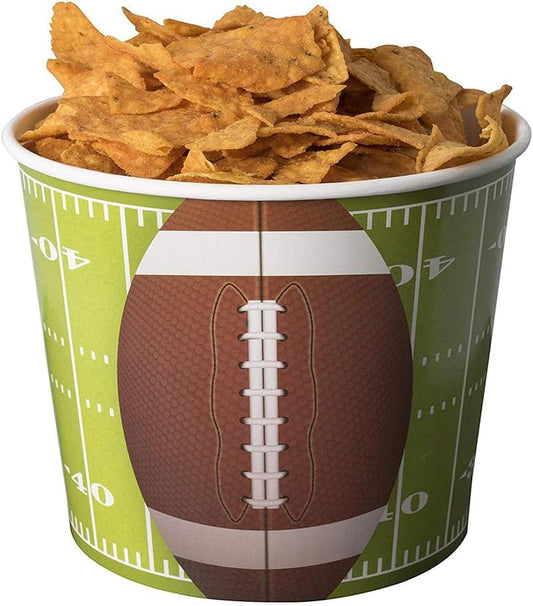 Hammont Football Party Supplies Snack Cups - 84 Oz Foot Ball Disposable Paper Bucket Ideal for Tailgate Parties, Family Dinner and Sports Event (8 Pack)