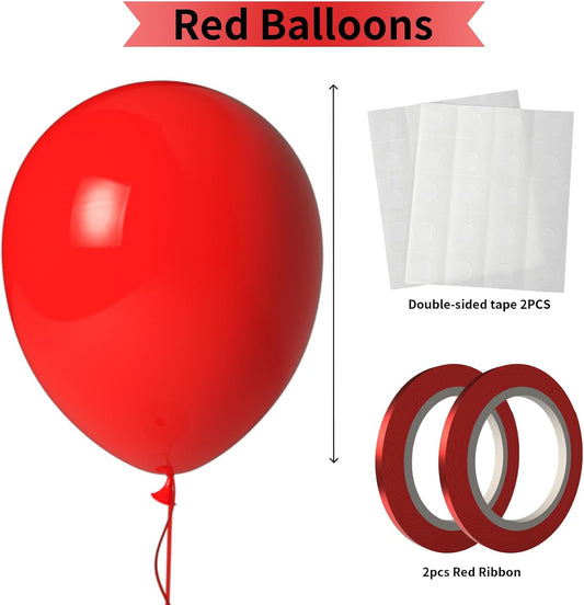 Red Balloons 100 Pack – 12 Inch Red Latex Balloons for Valentine’s Day, Christmas & Birthday Party