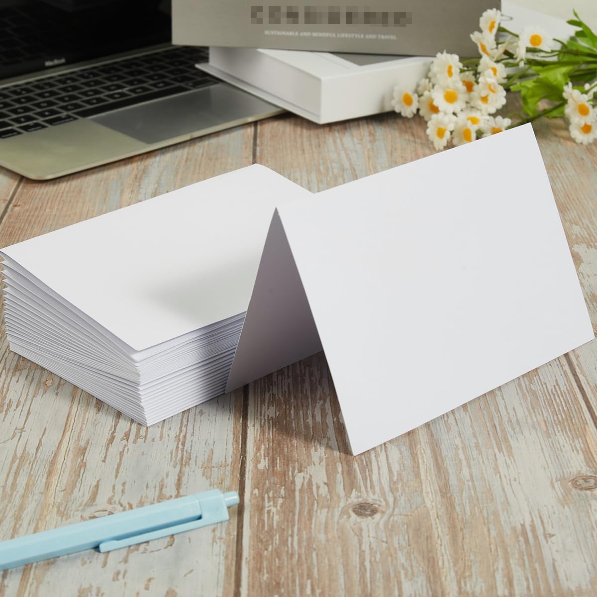 50 Pack Blank Cards Folded Cardstock Thank You Blank Greeting Cards for Invitations, Wedding, Greeting Cards, All Occasion DIY, 5x7 Folded Cards White