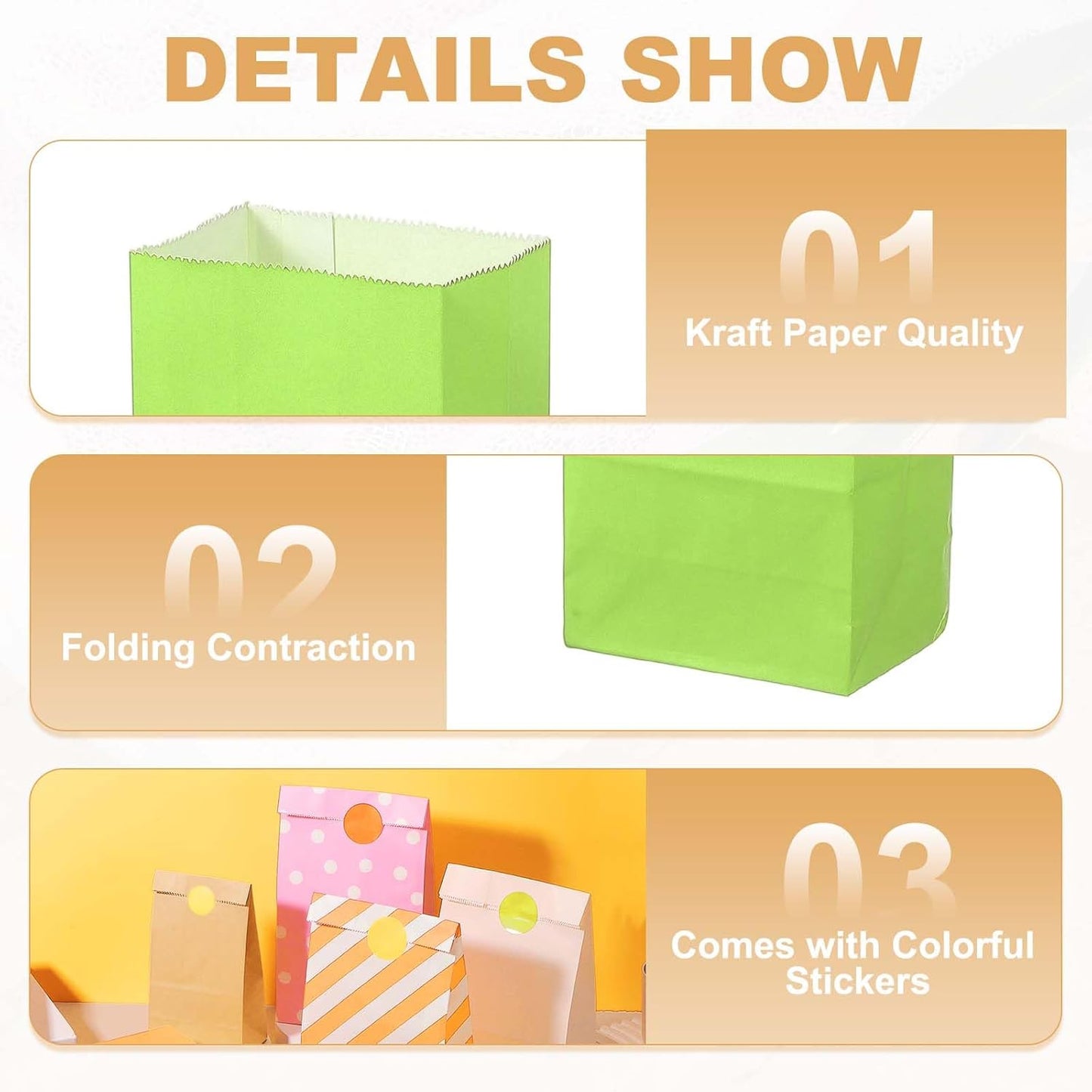 PATIKIL Party Favor Bag, 24 Pcs 3.5x2.4x7.1 Inch Mini Paper Candy Bags Gift Treat Celebration Halloween Goody Birthday Wedding Party with Stickers, Light Green
