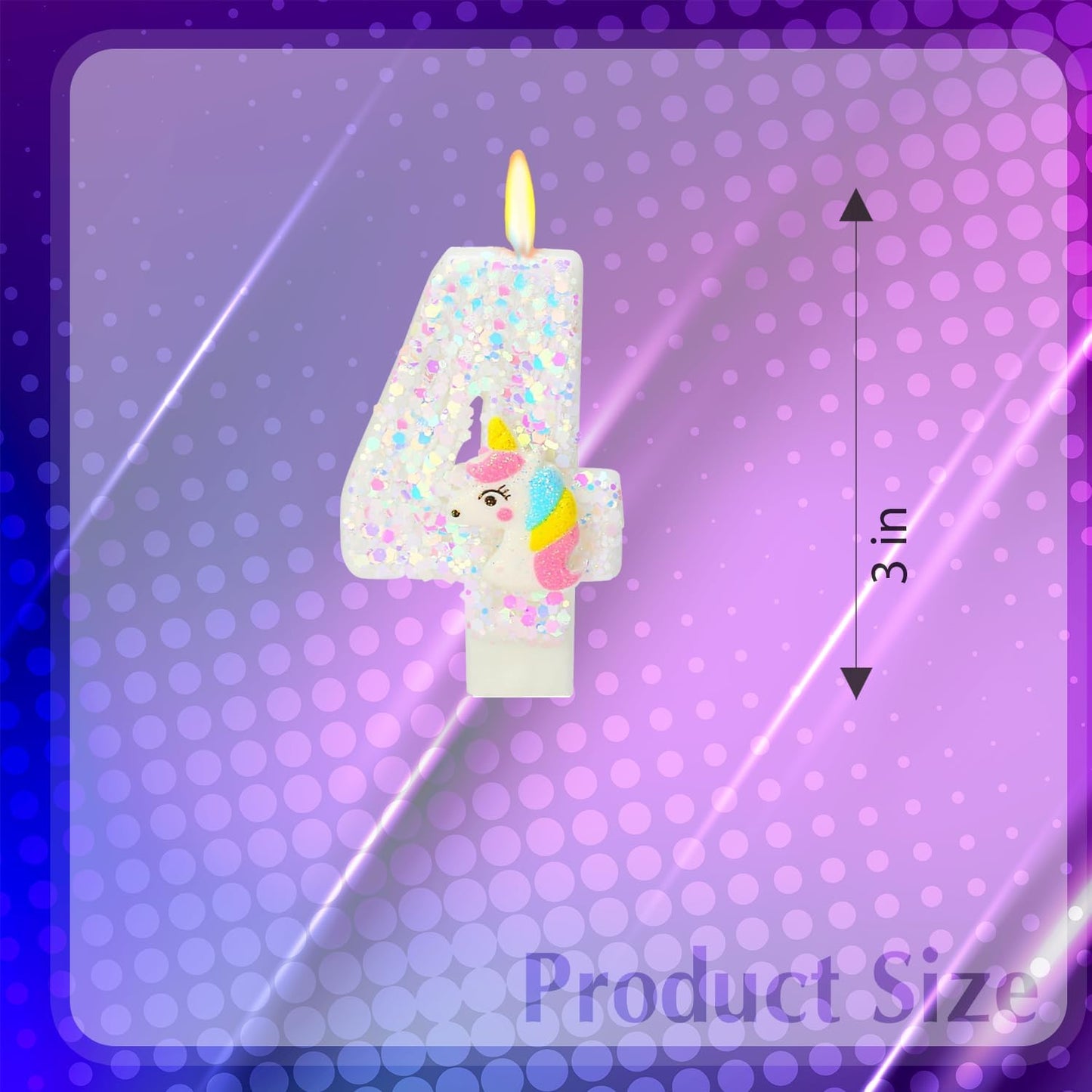 Number 4 Unicorn Birthday Number Candles for Cake, 4th Pink Glitter Candle, Fun Unicorn Cake Topper, Birthday Decorations & Cupcake Toppers for Party Supplies