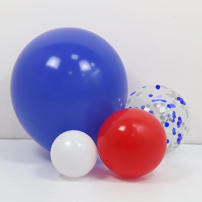Red White and Blue Balloons Garland Arch Kit 164pcs Balloons Different Sizes 5 10 12 18inch with Confetti Balloons for Labor Day 4th of July Baseball Birthday Party Decorations