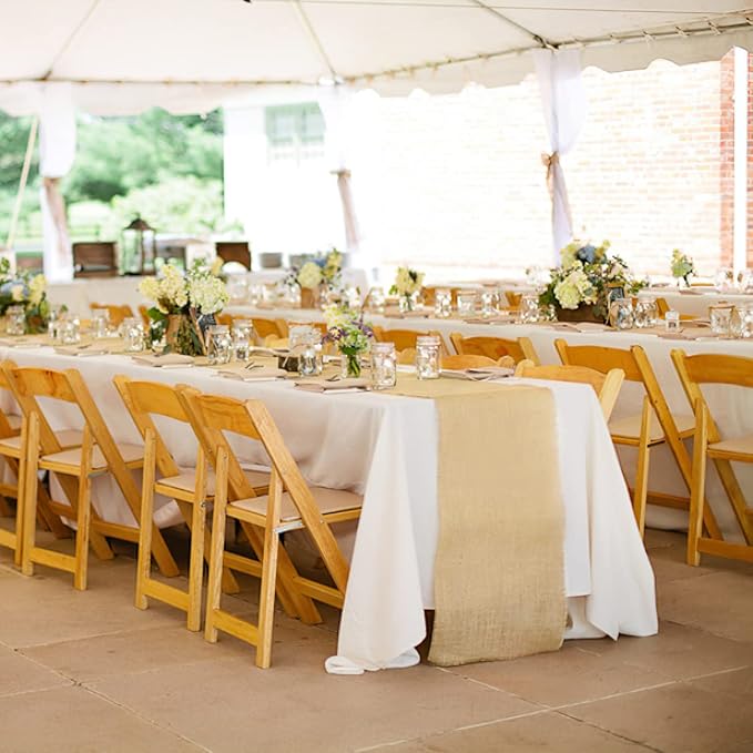 B-COOL 2 Pieces Burlap Table Runners 13x108 Inch Rustic Boho Table Runner Dresser Cover for Farmhouse Macrame Jute Fabric Thanksgiving Party Home Dining Decorations Khaki