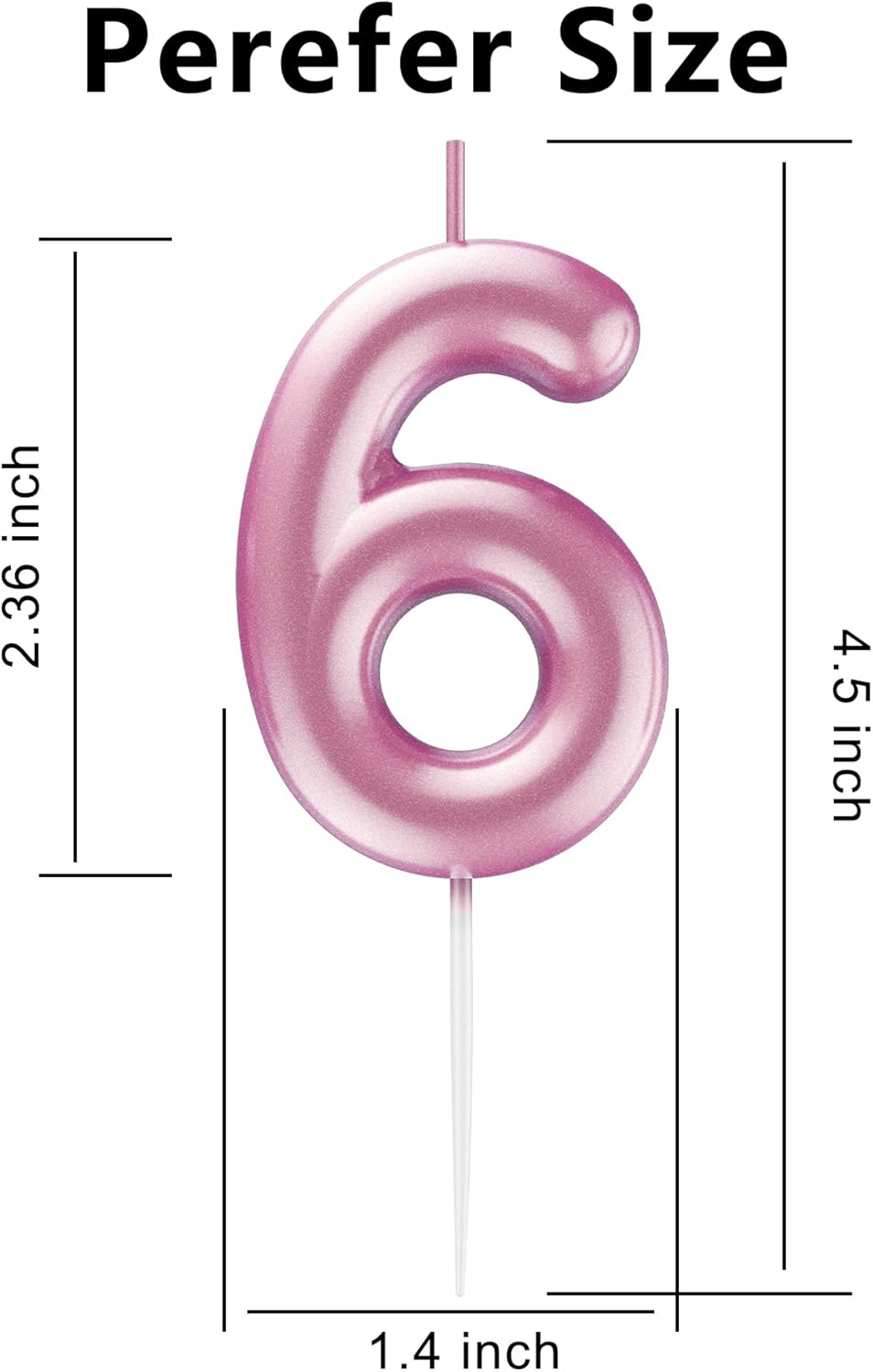 Pink Number 6 Candle Happy Birthday 3D Number Candles for Birthday Cake Party Decoration Wedding Anniversary Celebration Supplies
