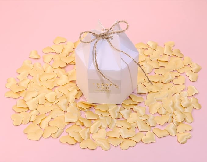 ONLYKXY 200Pcs Sponge Confetti Decor Flower Confetti Heart Shape Petals Confetti Table Wedding Decoration Glitter Confetti for Wedding Party Valentine's Day Scatter Ponge Petal Confetti (Champagne)